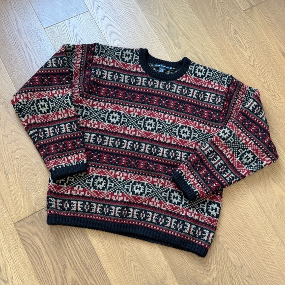 Club Monaco Fair Isle Knit Nordic Wool Sweater - Size XL - Vintage - EUC - Picture 1 of 6